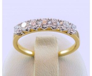 Demi alliance diamant or bicolore serti sur griffes (R05683T9)