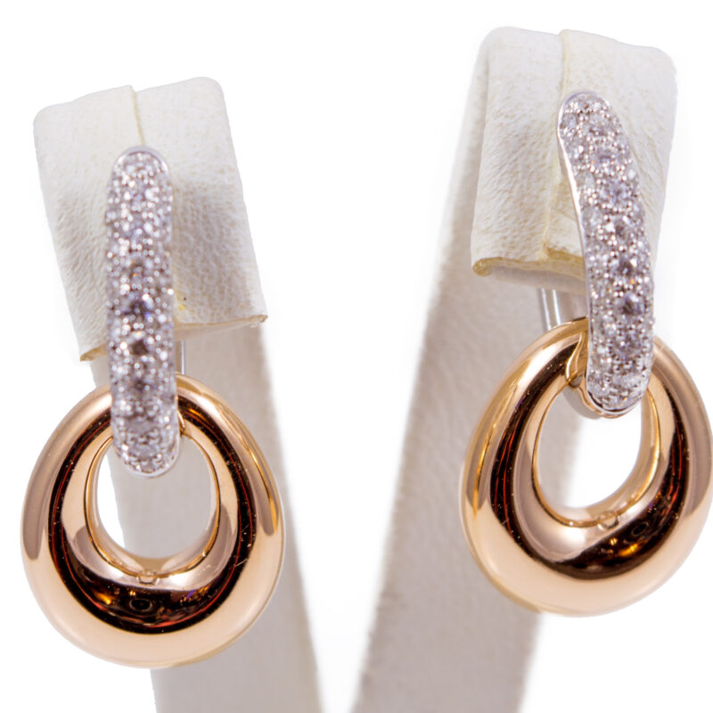 Boucles d'oreilles Roos bicolores or rose et blanc (001AE52)