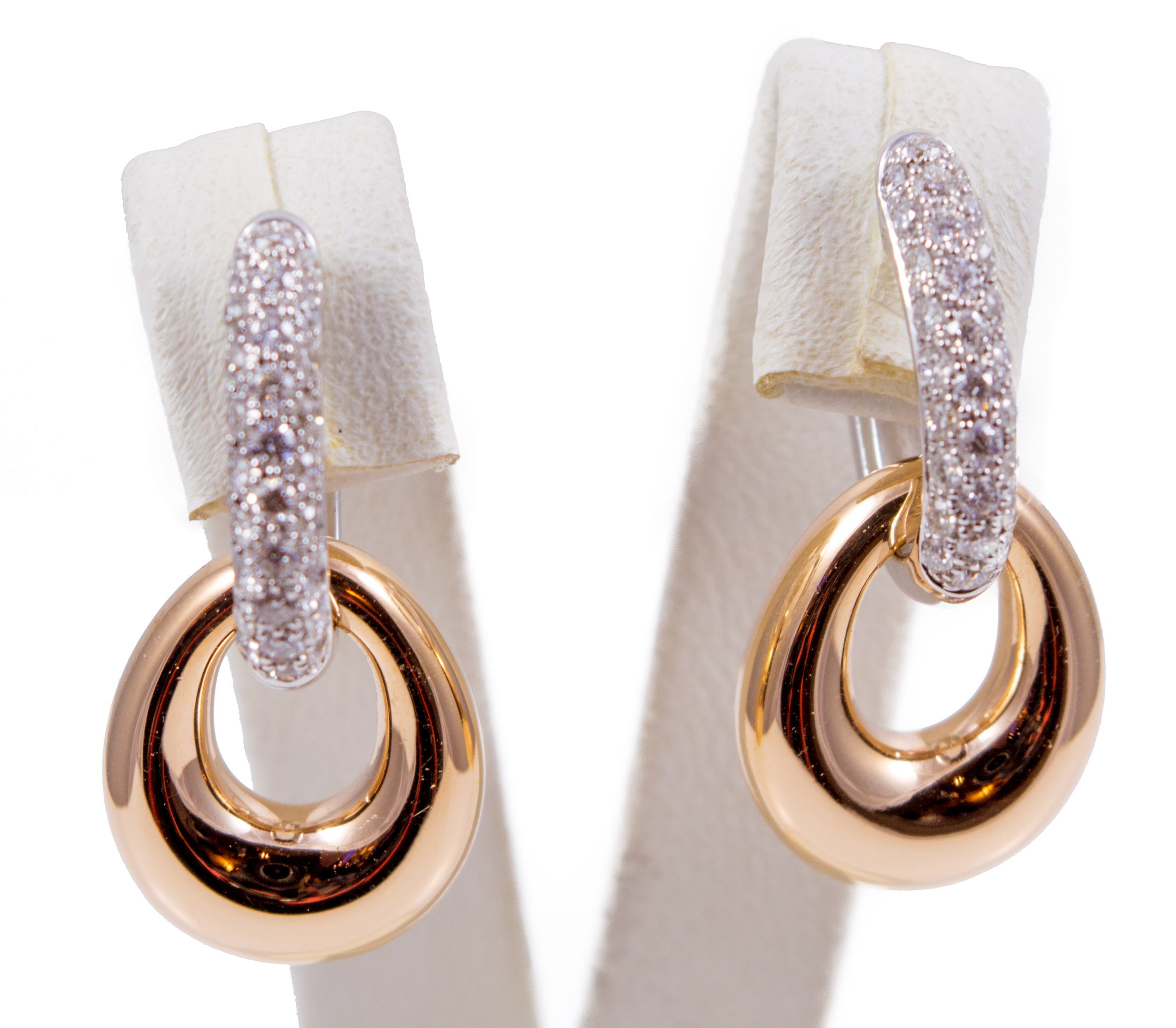 Boucles d'oreilles Roos bicolores or rose et blanc (001AE52)