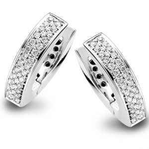 Boucles d’oreilles or blanc pavées de diamants (1002)