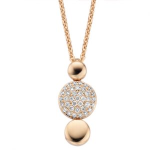 Pendentif bicolore rose et blanc avec une chaîne or rose rolo (M050P22)