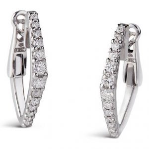 Boucles d'oreilles - Alfieri & St.John - or blanc 18 kt serties de diamants - 027990031478