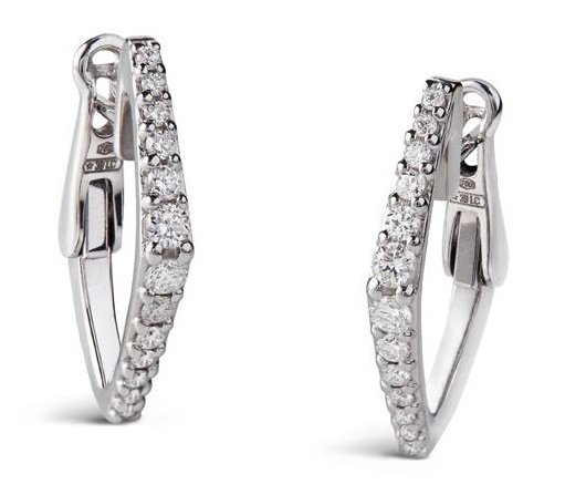 Boucles d'oreilles - Alfieri & St.John - or blanc 18 kt serties de diamants - 027990031478