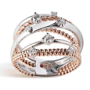 Bague dames - Alfieri & St.John - bague entrelacée en or blanc et rose - 027990031887