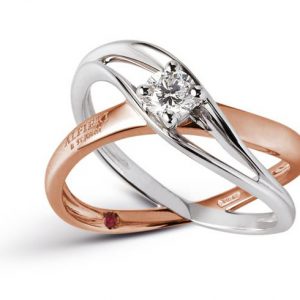 Bague dames - Alfieri & St.John - bague entrelacée en or blanc et rose - 027990031893