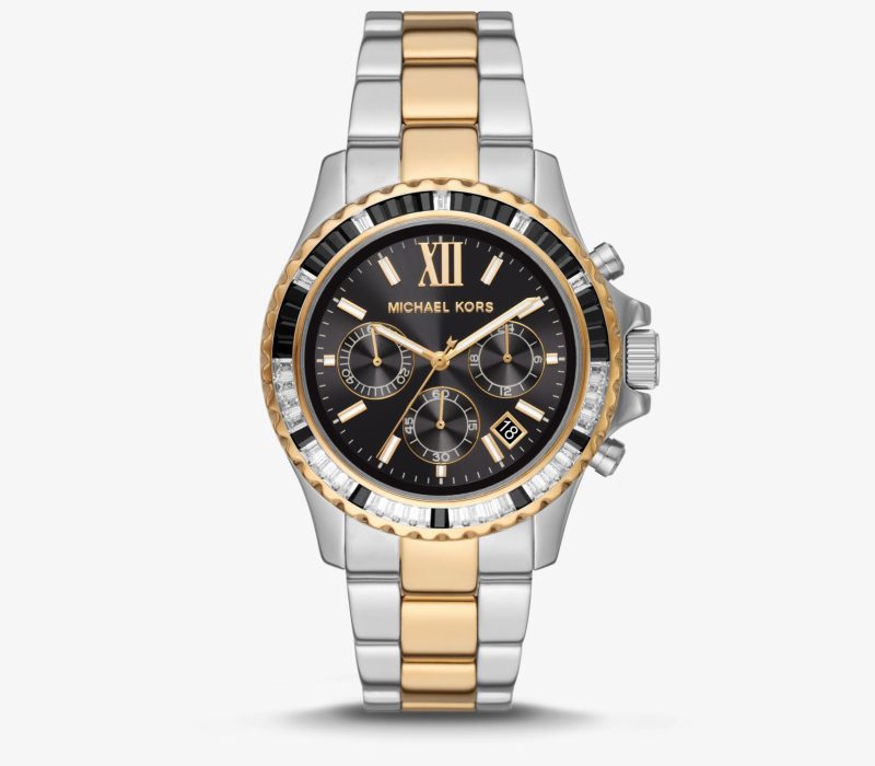 Montre dames Michael Kors - Montre Everest bicolore surdimensionnée à pierres pavées - MK7209