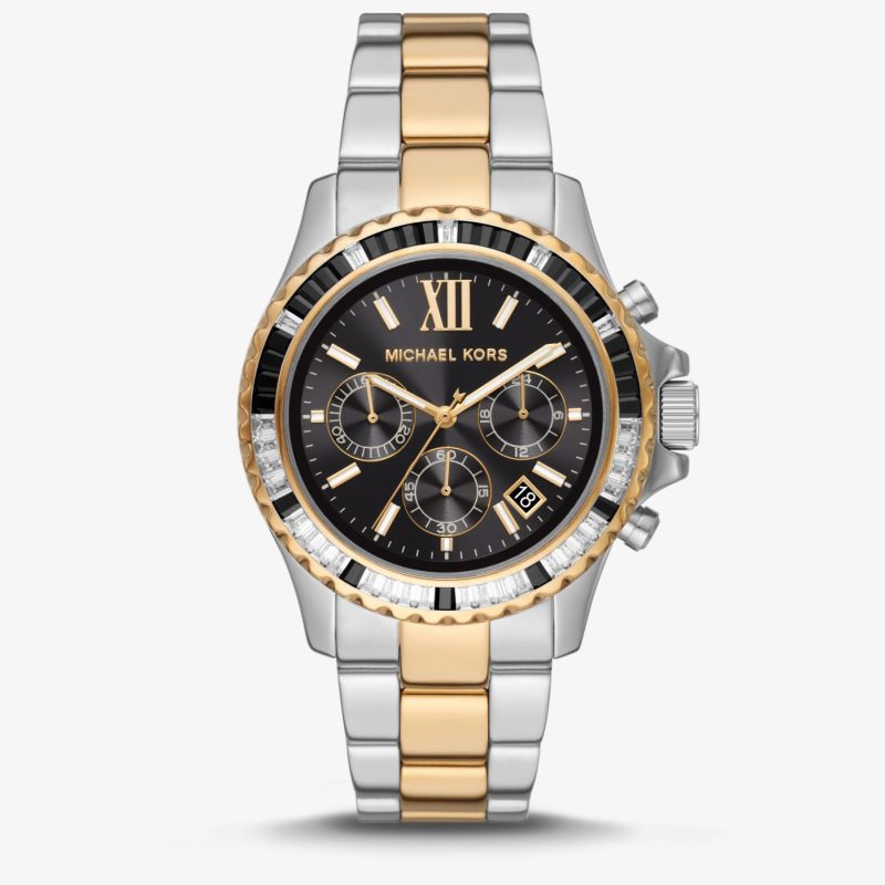 Montre dames Michael Kors - Montre Everest bicolore surdimensionnée à pierres pavées - MK7209