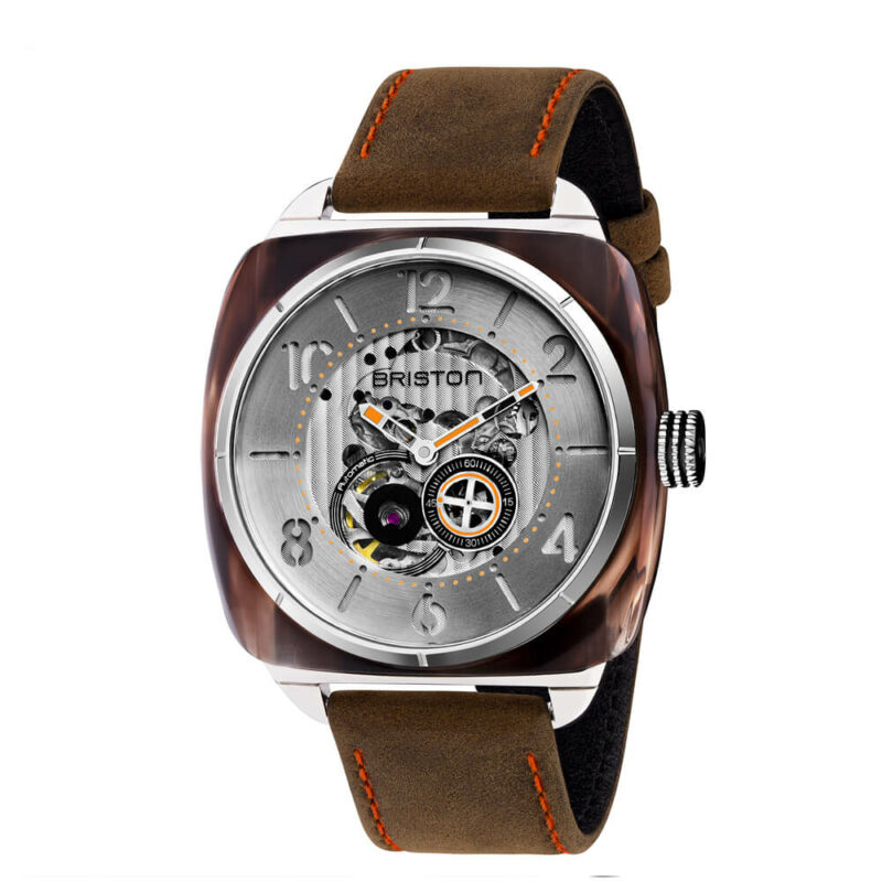 Montre hommes Briston - Streamliner Skeleton Acétate - marron fumé - 201042.SA.BR.2.BR