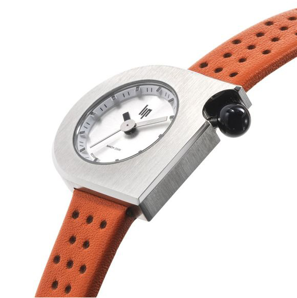 Montre dames LIP - Mach 2000 mini moon - cuir orange perforé - 671190