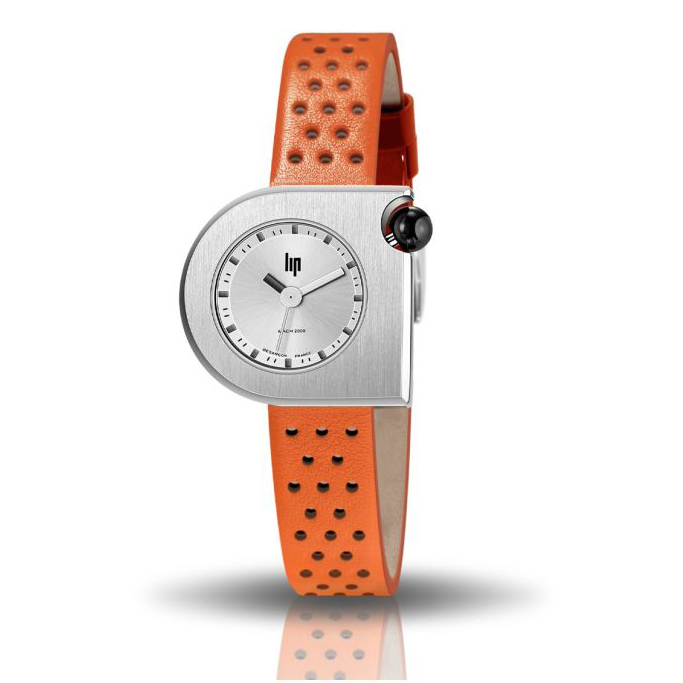 Montre dames LIP - Mach 2000 mini moon - cuir orange perforé - 671190