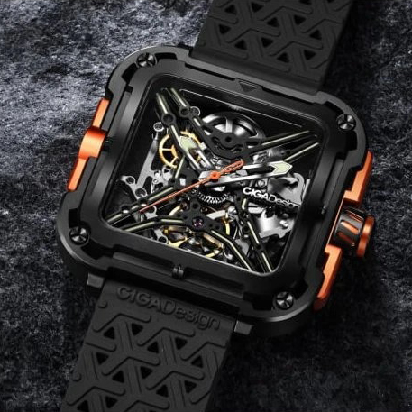 Montre hommes CIGA Design - X-Series Skeleton Wristwatch Orange - X011-BLOG-W25BK