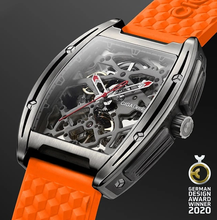 Montre hommes CIGA Design - Z-Series Skeleton Wristwatch Orange - Z031-TITI-W15OG