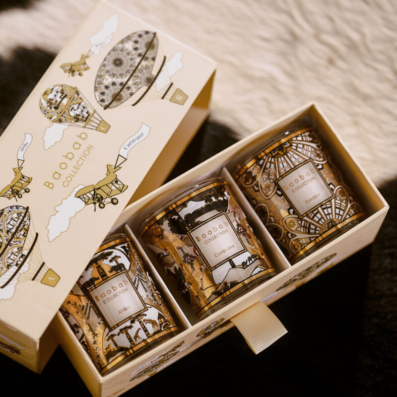 Bougie Baobab - TRIO TRAVEL CANDLES ROSACE-CARAVANE-AFRIKA