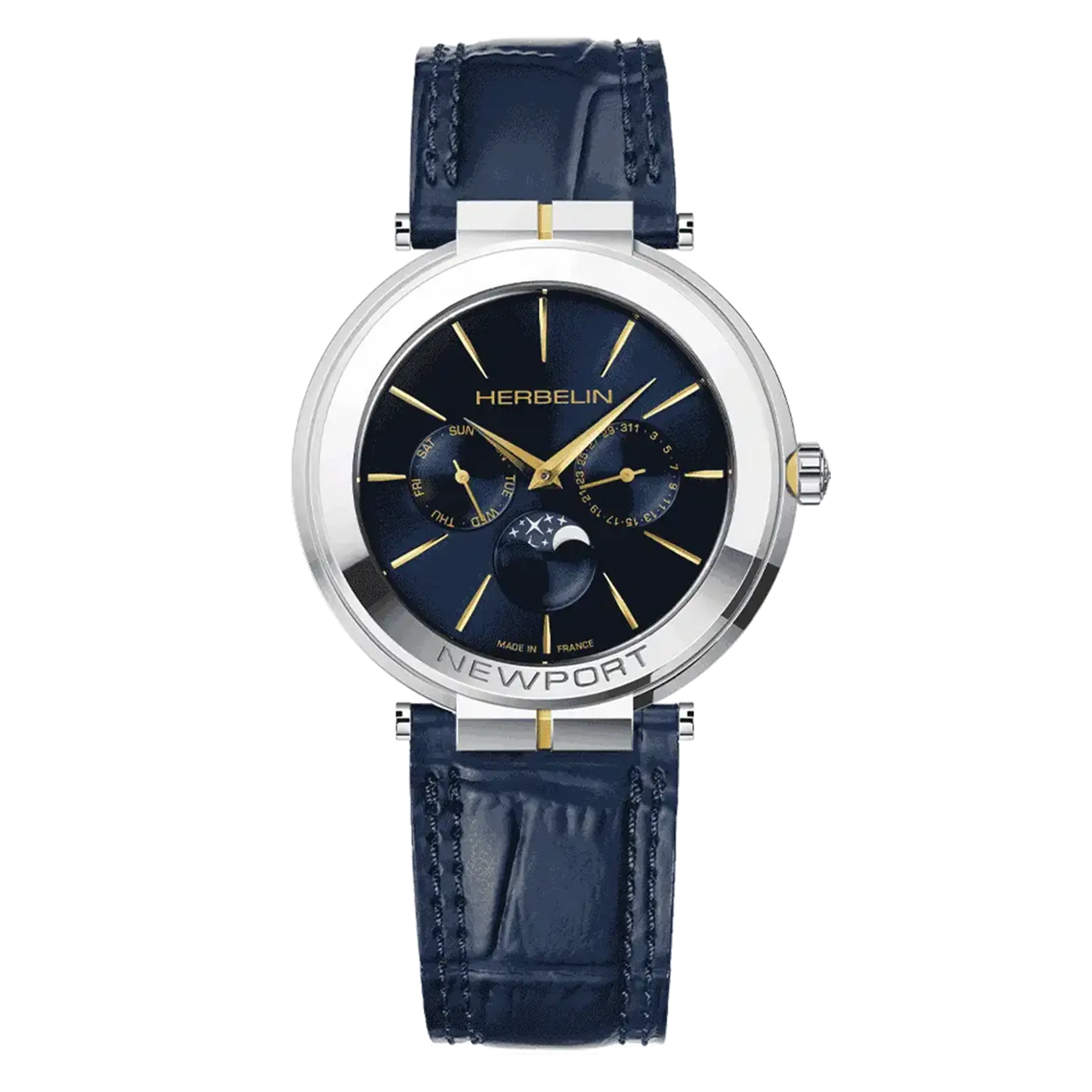 Montre dames - Herbelin - NEWPORT - Slim Phase de Lune - Bicolore & Cuir - 12722T15BL